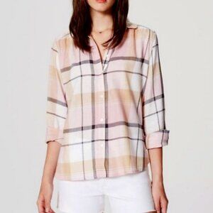 Loft Plaid Button Down Softened Cotton Shirt - XL